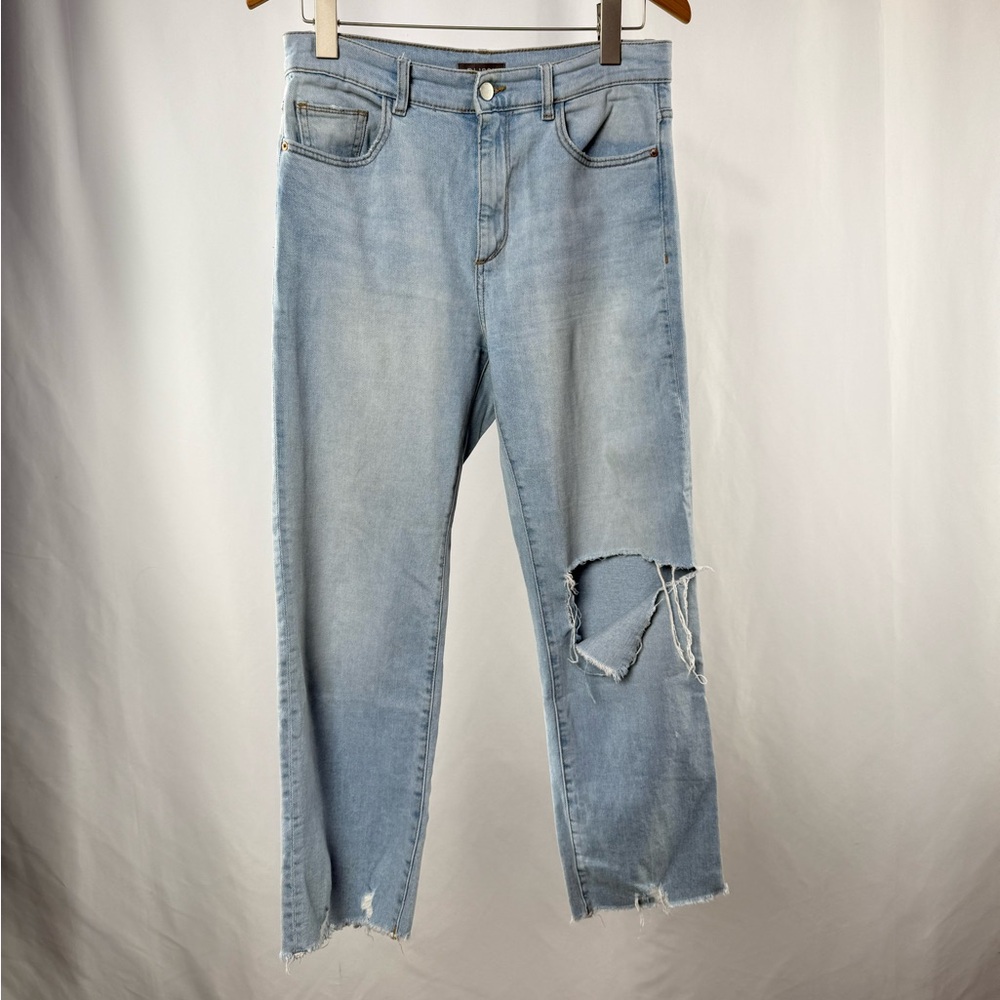 DL1961 Patti Straight High Rise Vintage Distressed Jeans in Blue Size 27